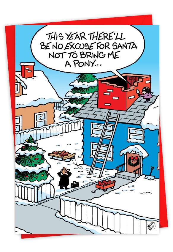 Humorous Merry Christmas Card By Mark Parisi From NobleWorksCards.com - No Excuse For Santa