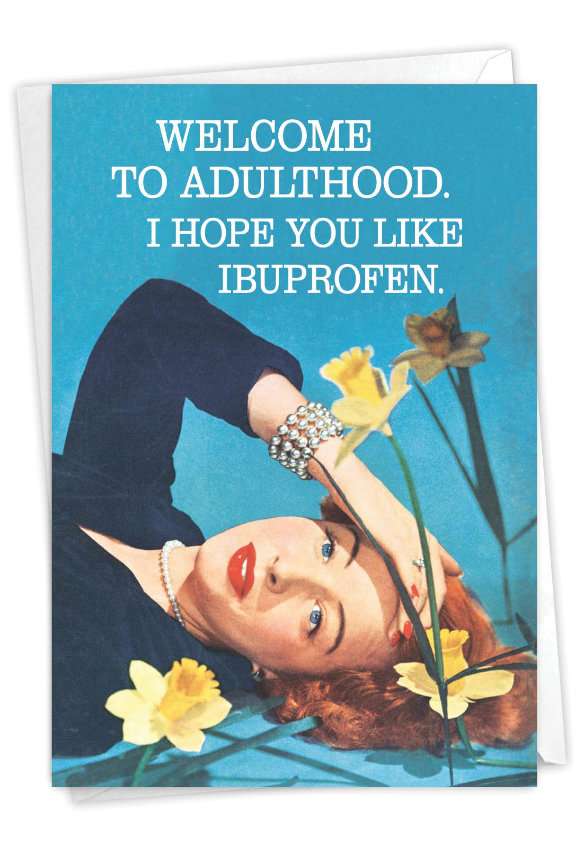 Hilarious Birthday Greeting Card By Ephemera From NobleWorksCards.com - Welcome To Adulthood