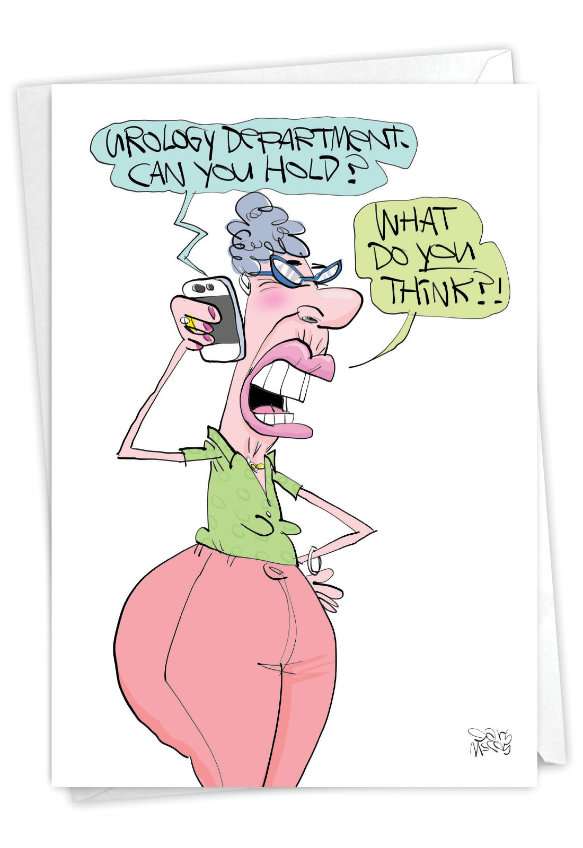 Humorous Birthday Card By Gary McCoy From NobleWorksCards.com - Woman Urology Department