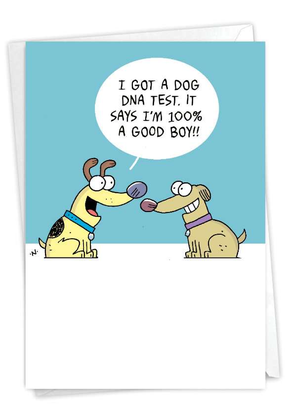 Hilarious Birthday Greeting Card By Scott Nickel From NobleWorksCards.com - Dog DNA Test