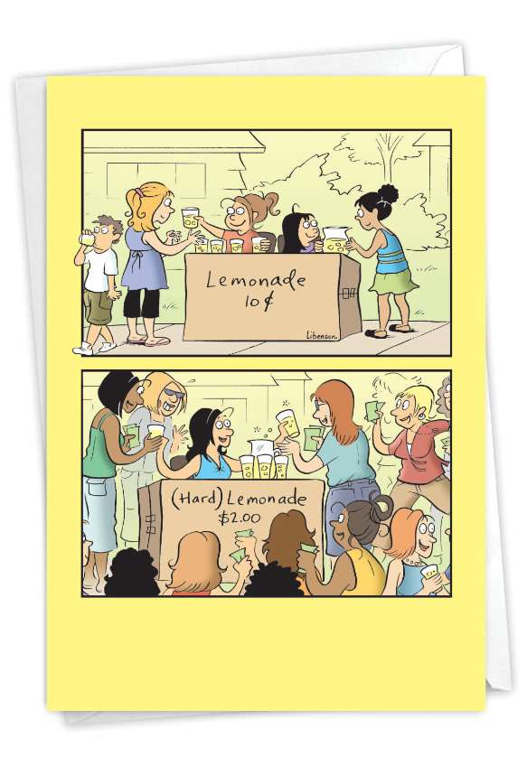 Humorous Birthday Paper Card By Terri Libenson From NobleWorksCards.com - Adult Lemonade