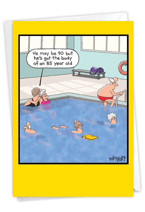 Funny Birthday Paper Greeting Card By Tim Whyatt From NobleWorksCards.com - Pool Hottie