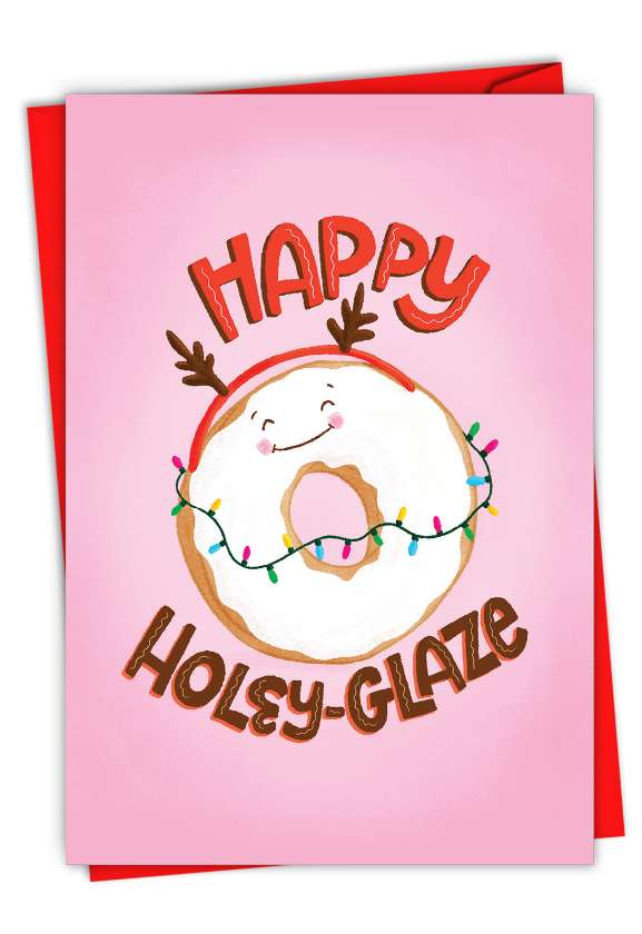 Beautiful Merry Christmas Printed Card By Jennifer Hines From NobleWorksCards.com - Holiday Food Puns-Donut