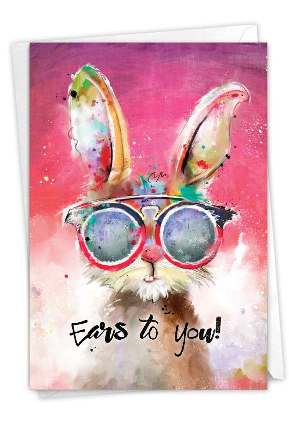 Stylish Birthday Printed Greeting Card By Haley Art & Design From NobleWorksCards.com - Sassy Animals-Rabbit