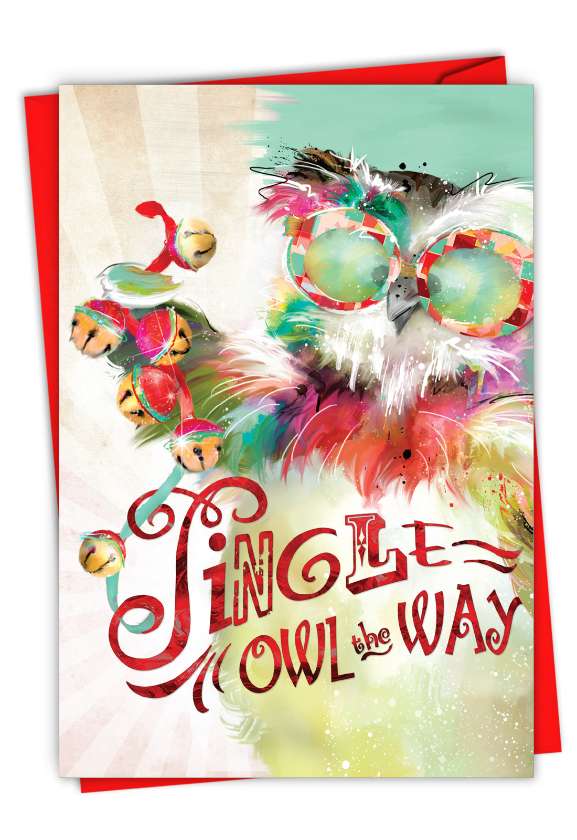 Creative Merry Christmas Card By Haley Art & Design From NobleWorksCards.com - Sassy Seasonal Animals-Owl