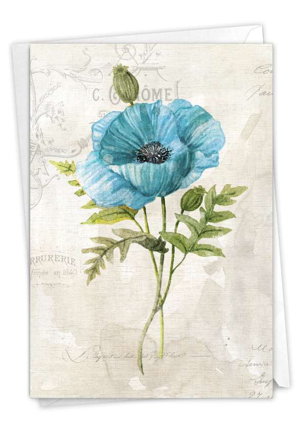 Beautiful Sympathy Greeting Card By Carol Robinson From NobleWorksCards.com - Multicolored Botanicals-Blue