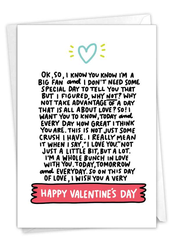 Humorous Valentine's Day Card By Angela Chick From NobleWorksCards.com - Big Fan