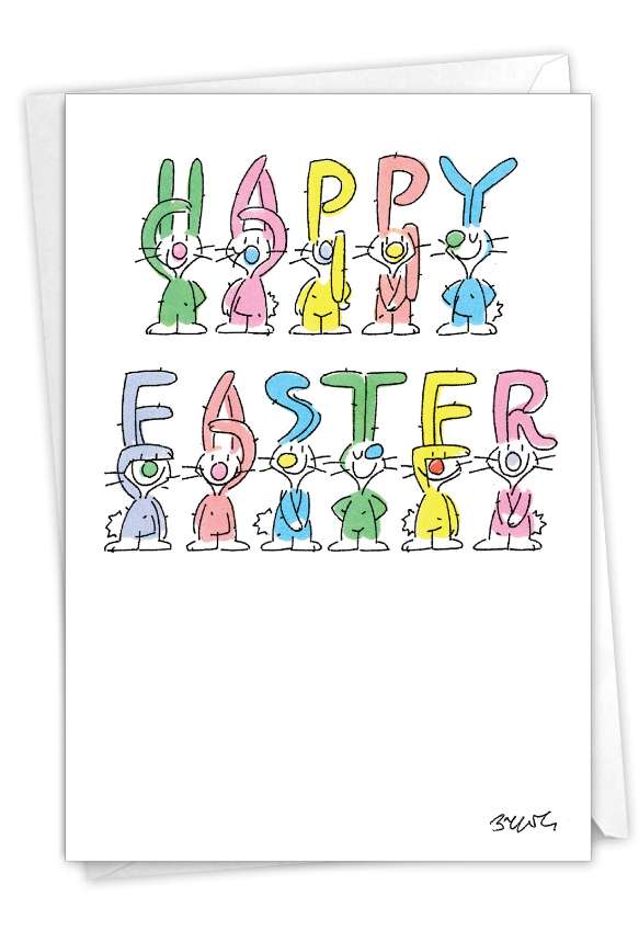 Hilarious Easter Printed Card By William Brewer From NobleWorksCards.com - Bunny Letters