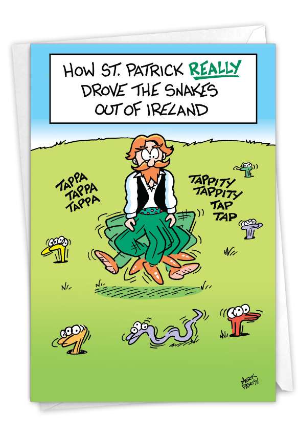 Humorous St. Patrick's Day Card By Mark Parisi From NobleWorksCards.com - Irish Snake Dance