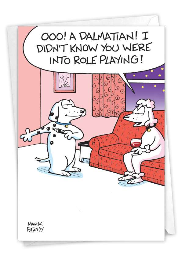 Funny Valentine's Day Paper Card By Mark Parisi From NobleWorksCards.com - Dog Role Playing