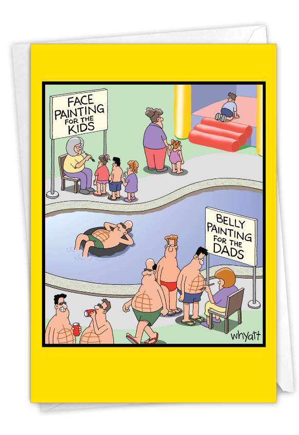 Funny Father's Day Paper Card By Tim Whyatt From NobleWorksCards.com - Belly Painting
