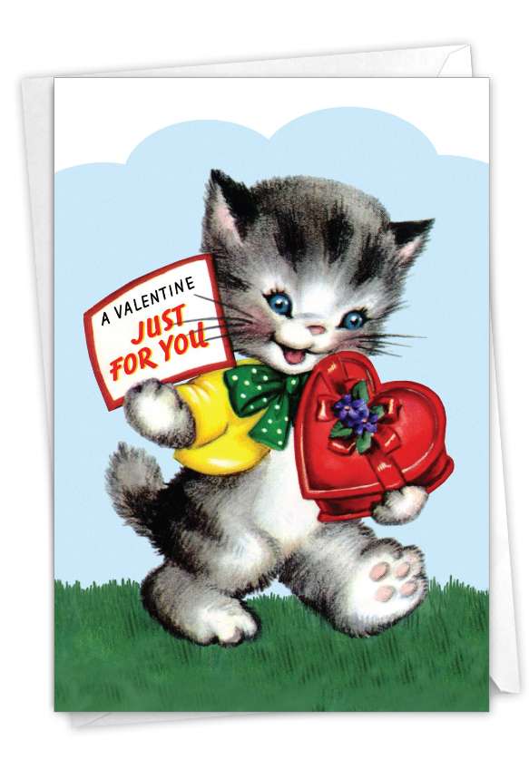Artful Valentine's Day Printed Greeting Card From NobleWorksCards.com - Vintage Kids