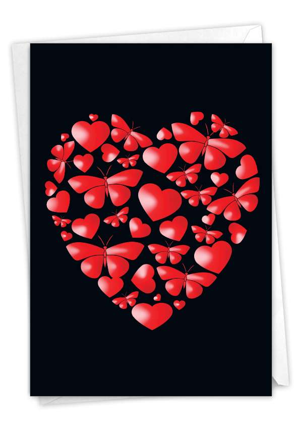 Stylish Valentine's Day Greeting Card From NobleWorksCards.com - Hearts and Butterflies
