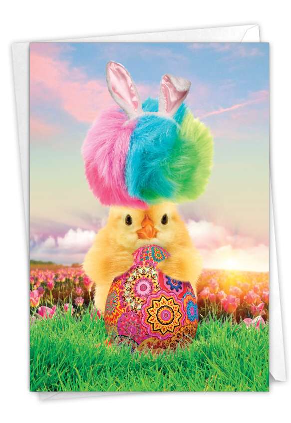 Artful Easter Printed Card From NobleWorksCards.com - Chicks In A Basket