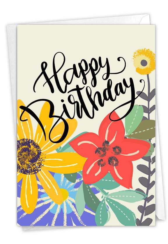 Blooming Wishes: Creative Birthday Printed Greeting Card