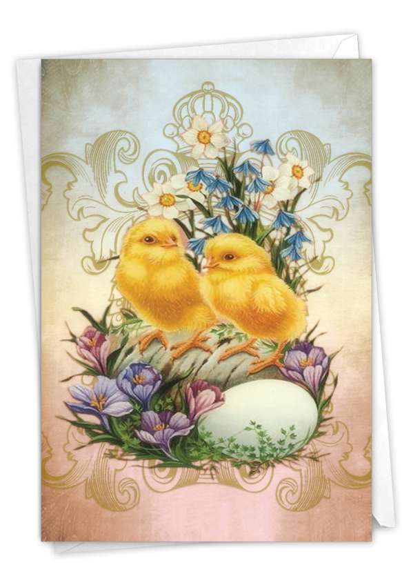 Creative Easter Card From NobleWorksCards.com - Vintage Chicks and Bunnies-Two Chicks