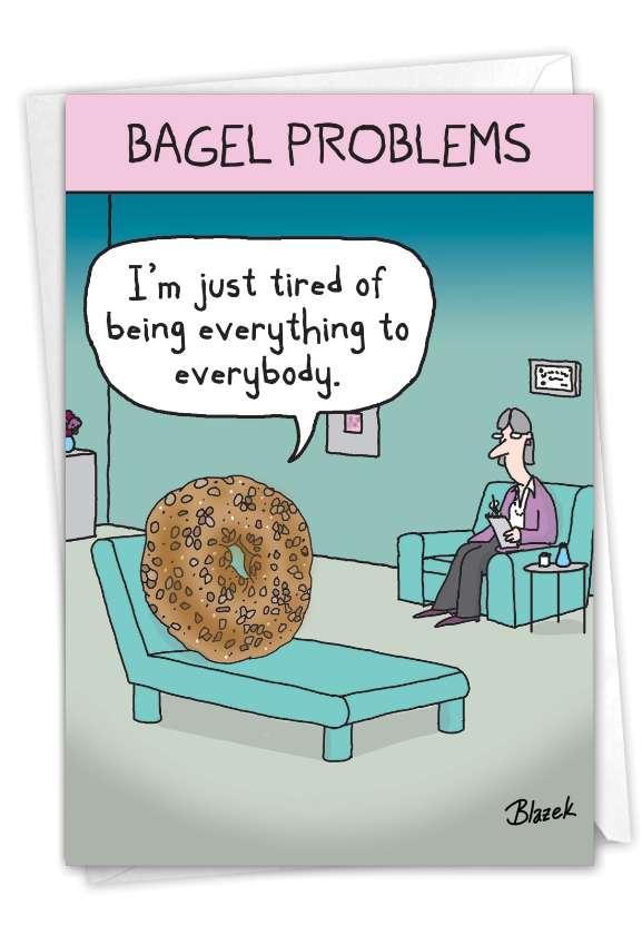 Funny Mother's Day Paper Card By Dave Blazek From NobleWorksCards.com - Bagel Problems