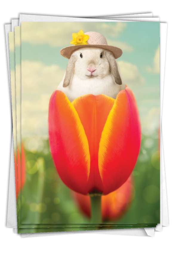 Hilarious Easter Greeting Card By Michael Quackenbush From NobleWorksCards.com - Bunny Tulip