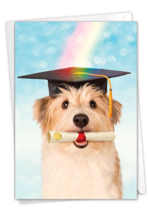 Hysterical Graduation Printed Greeting Card By Michael Quackenbush From NobleWorksCards.com - Grad Dog