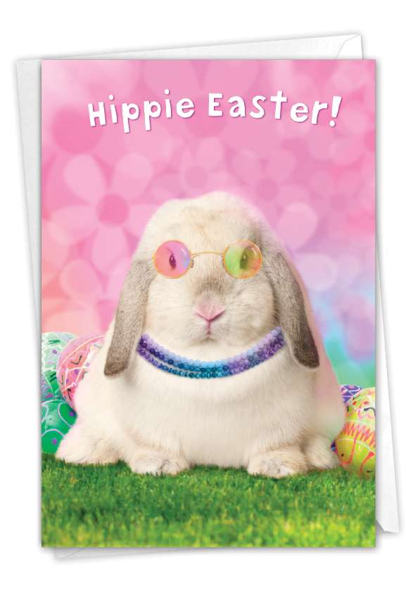 Funny Easter Card By Michael Quackenbush From NobleWorksCards.com - Hippie Rabbit
