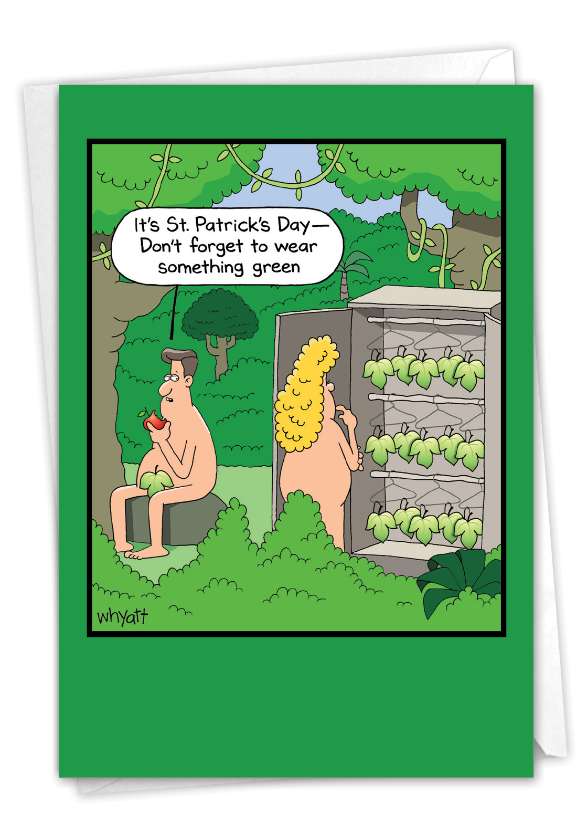 Funny St. Patrick's Day Paper Greeting Card By Tim Whyatt From NobleWorksCards.com - Something Green