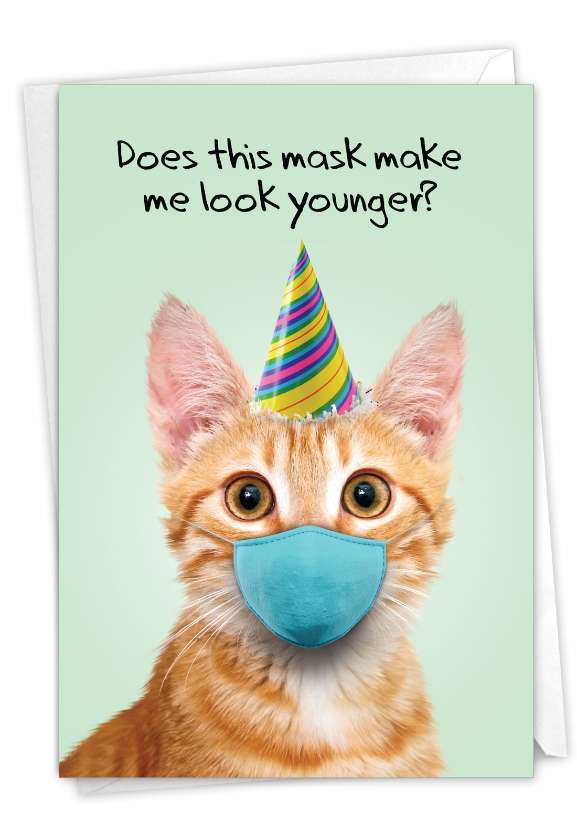 Masked Cats - Orange Tabby: Birthday Paper Greeting Card