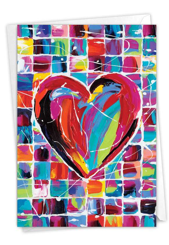 Artful Valentine's Day Card By Carolee Vitaletti From NobleWorksCards.com - Colorful Hearts