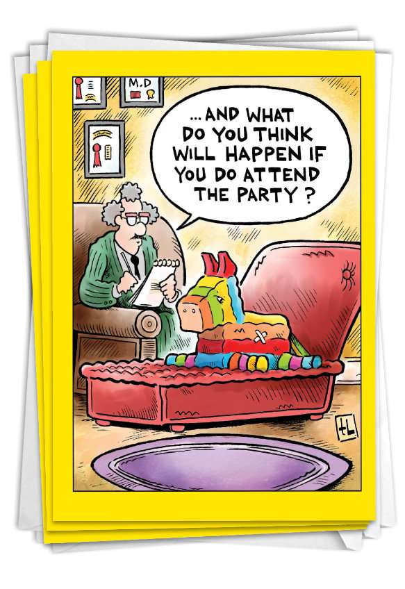 Humorous Birthday Paper Card By Tony Lopes From NobleWorksCards.com - Pinata Therapy