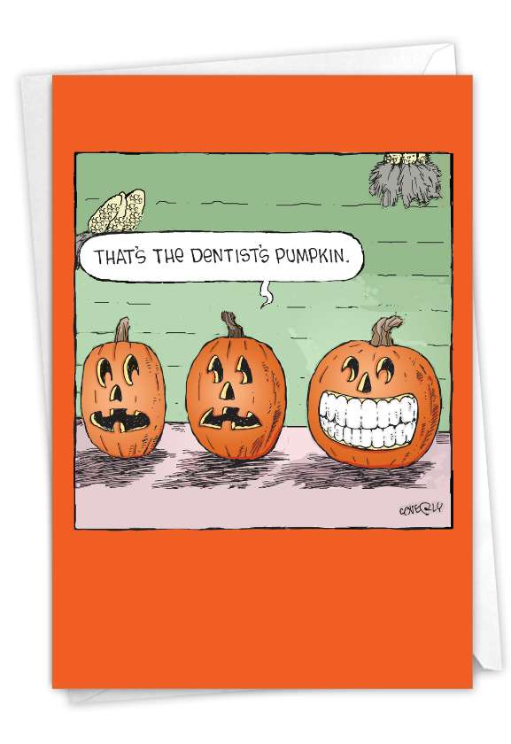 Hilarious Halloween Greeting Card By Dave Coverly From NobleWorksCards.com - Dentist's Pumpkin