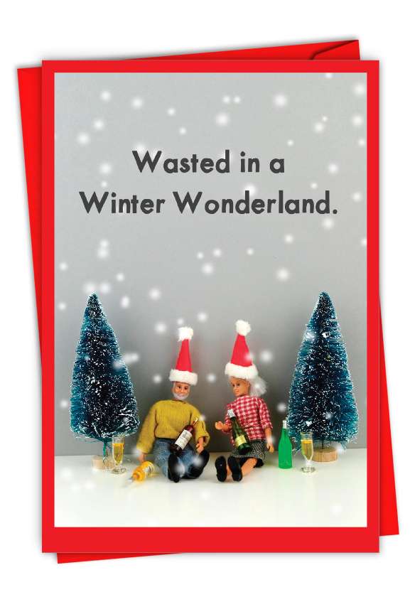 Hysterical Merry Christmas Printed Greeting Card By Thea Musselwhite From NobleWorksCards.com - Wasted Wonderland