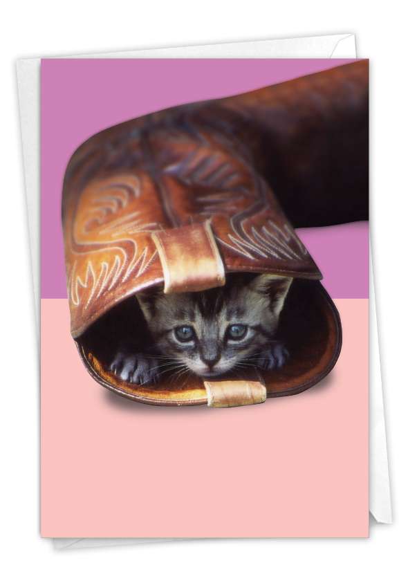 Creative Birthday Paper Card By From NobleWorksCards.com - Feline Footwear - Boot