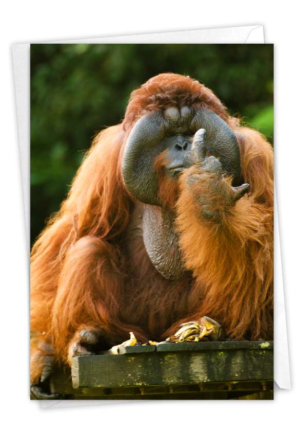 Beautiful Birthday Paper Greeting Card By From NobleWorksCards.com - Flipping Monkey - Orangutan