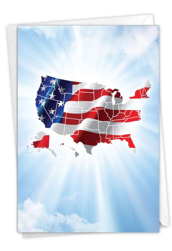 Artistic Independence Day Paper Card From NobleWorksCards.com - Flag Maps-July 4th