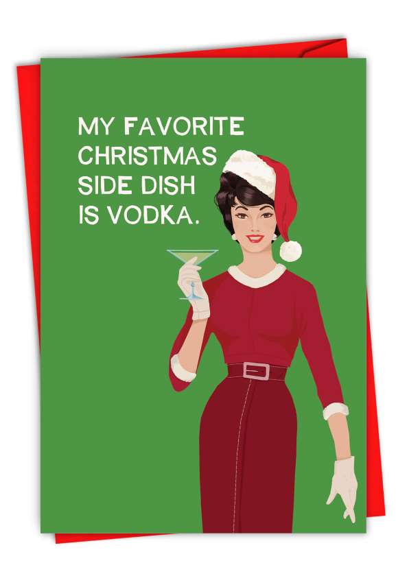 Hilarious Merry Christmas Printed Card By Bluntcard From NobleWorksCards.com - Favorite Side Dish