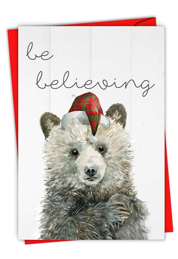 Artful Merry Christmas Card By Carol Robinson From NobleWorksCards.com - Holiday Be Wild-Bear