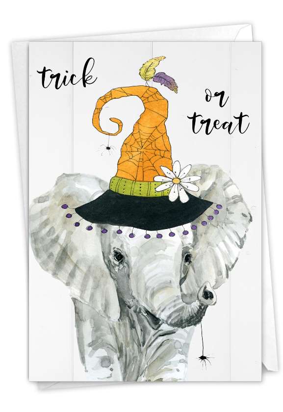 Artistic Halloween Paper Card By Carol Robinson From NobleWorksCards.com - Spooky Be Wild-Elephant