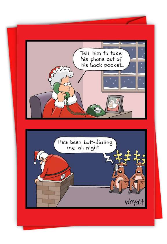 Santa Butt Dial: Hilarious Merry Christmas Printed Greeting Card