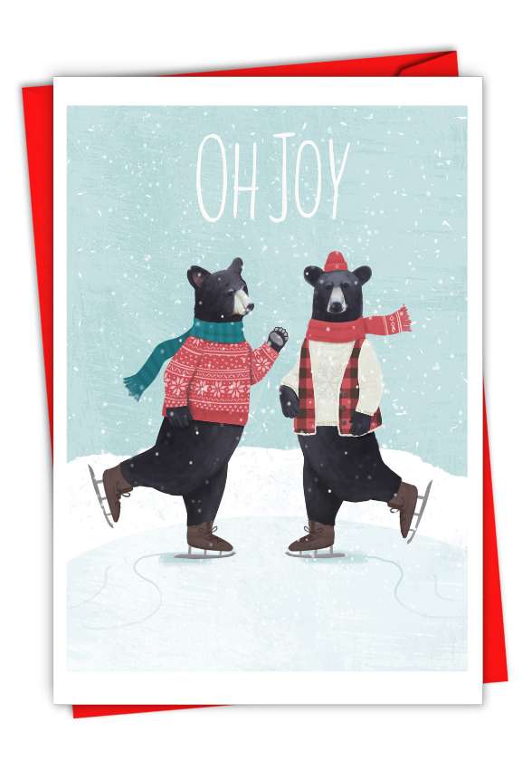 Beautiful Merry Christmas Printed Greeting Card By Diane Neukirch From NobleWorksCards.com - Noel Art-Bears