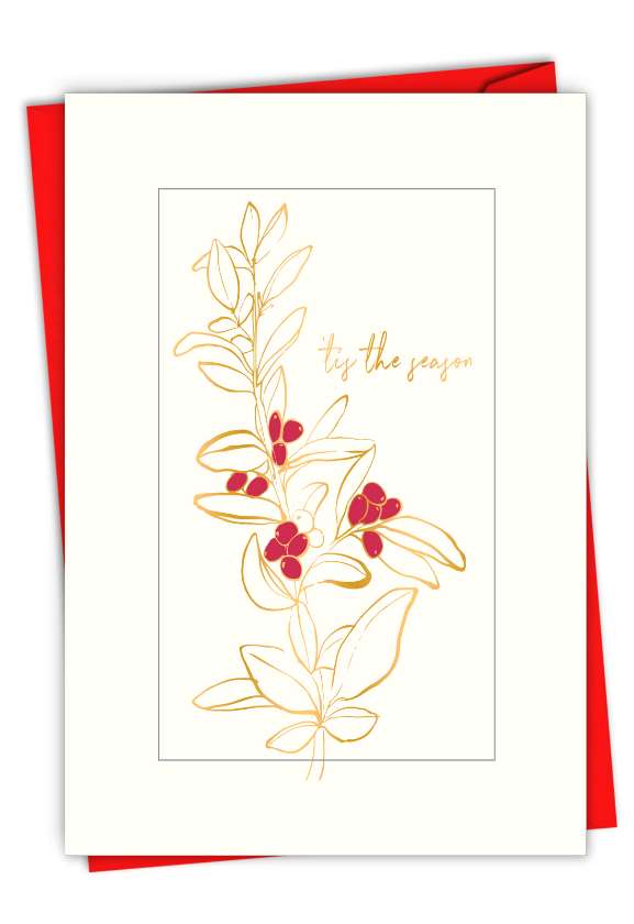 Stylish Merry Christmas Greeting Card By Kendra Shedenhelm From NobleWorksCards.com - Noel Art-Berries