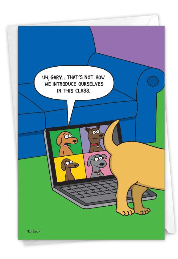 Hilarious Birthday Greeting Card By Scott Metzger From NobleWorksCards.com - Dog Butt Zoom