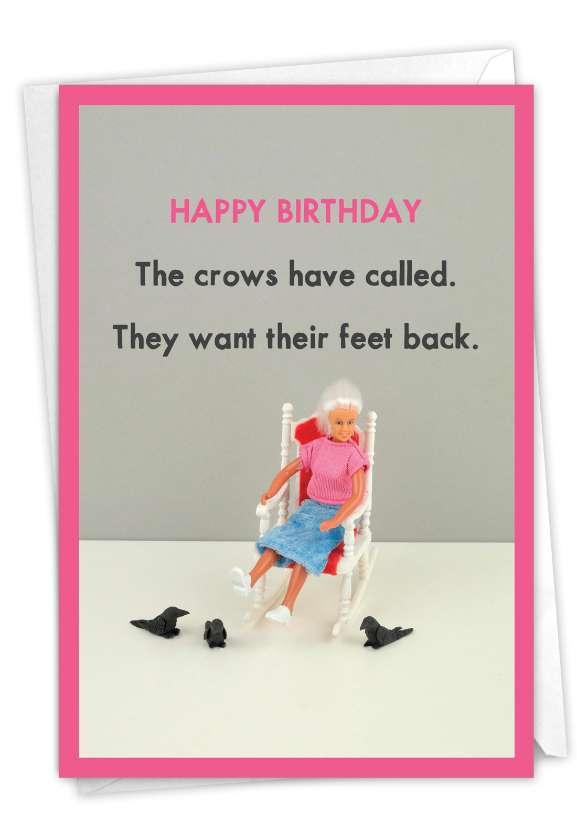 Funny Birthday Paper Greeting Card By Thea Musselwhite From NobleWorksCards.com - Crows Called