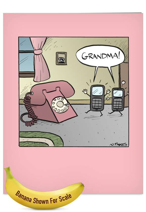 Funny Mother's Day Jumbo Paper Greeting Card by Nate Fakes from NobleWorksCards.com - Grandma Phone