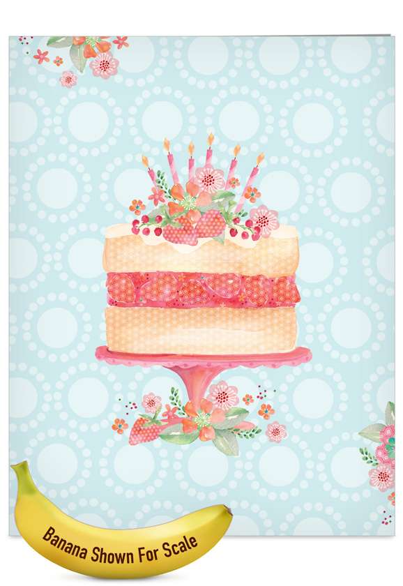 Creative Birthday Jumbo Greeting Card by Karen Bentley from NobleWorksCards.com - Watercolor Cake