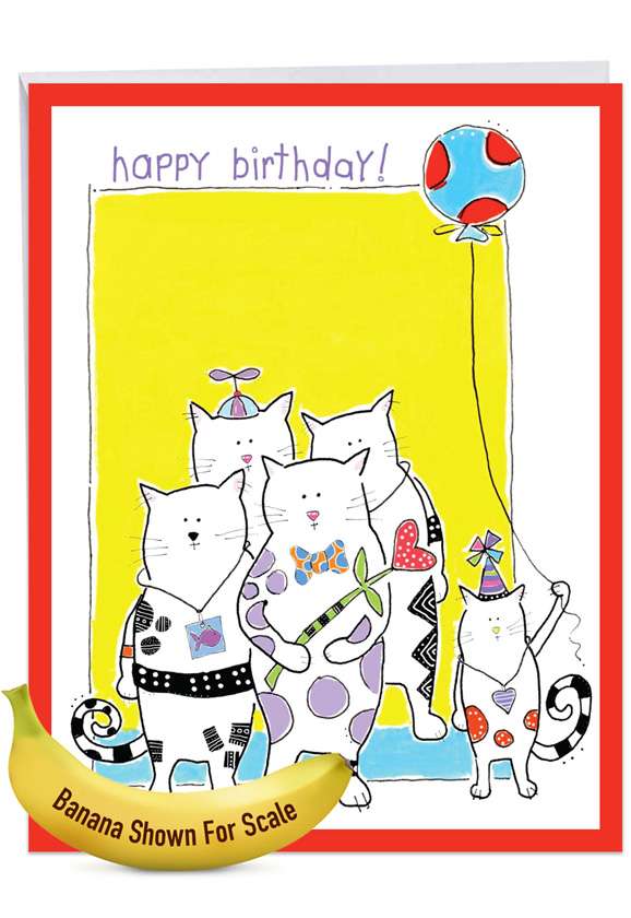 Stylish Birthday Jumbo Paper Greeting Card By Jenny Foster From NobleWorksCards.com - Cat Scratch