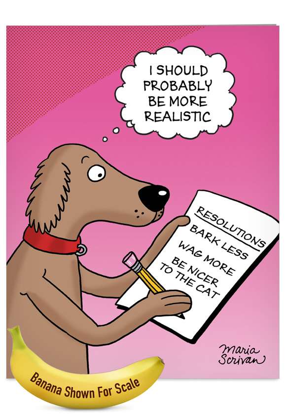 Dog Resolutions Cartoons New Year Greeting Card Maria Scrivan