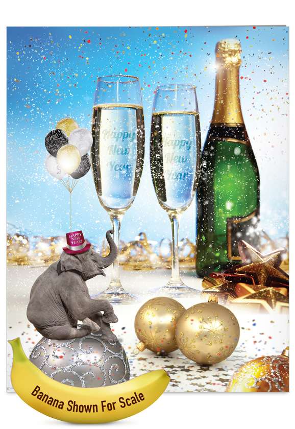 Elefantasy New Year with Envelope J4642NYG Jumbo Greeting Card 