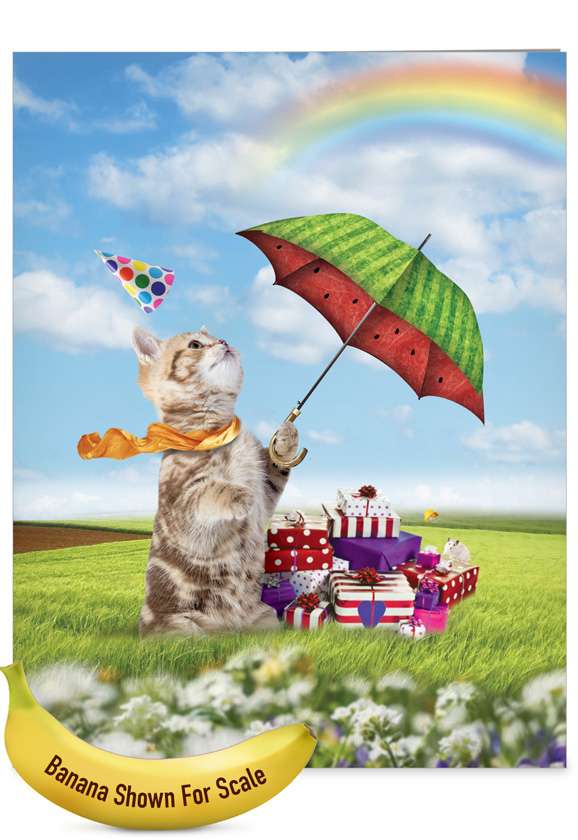 Stylish Birthday Jumbo Card From NobleWorksCards.com - Fruit Cat