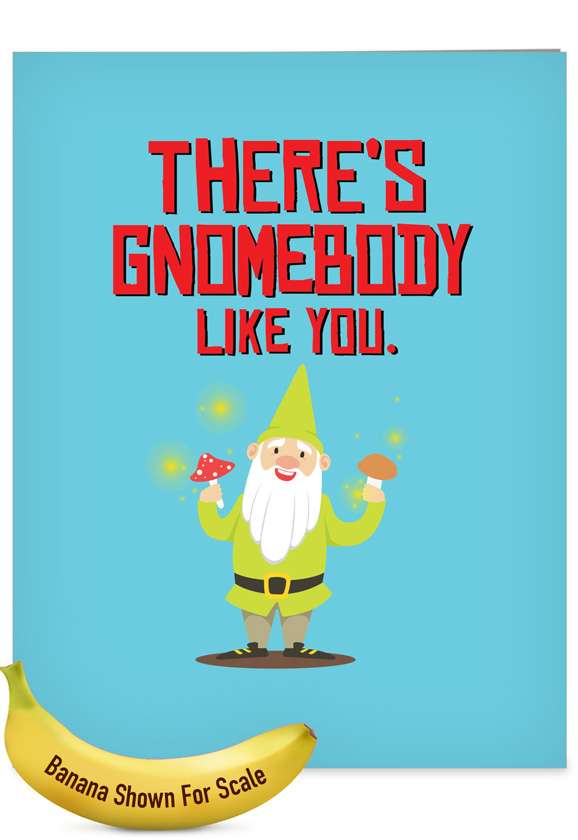 Stylish Birthday Jumbo Card From NobleWorksCards.com - Friendly Garden Gnomes - Gnomebody