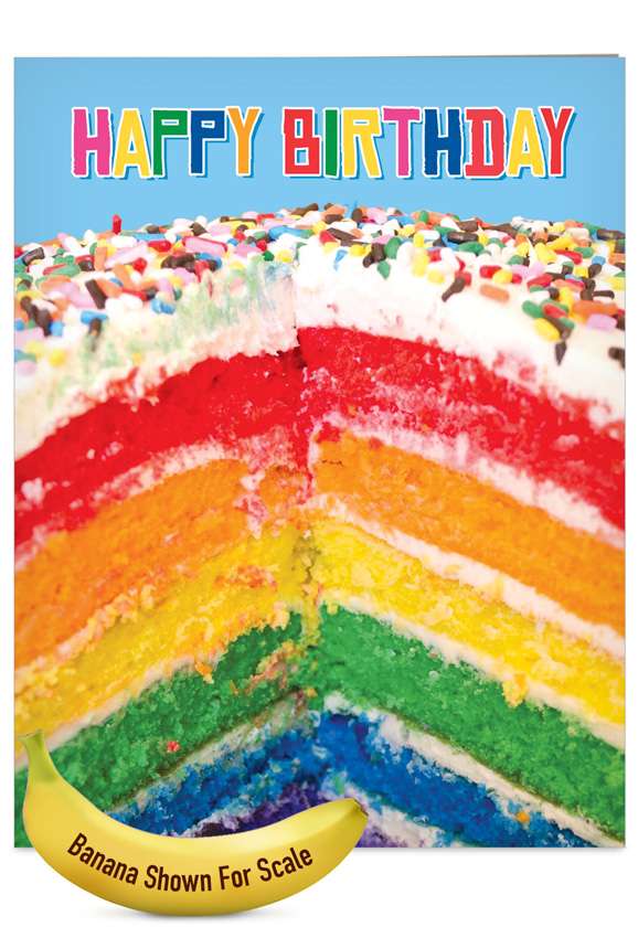Creative Birthday Jumbo Printed Greeting Card from NobleWorksCards.com - Rainbow Cakes