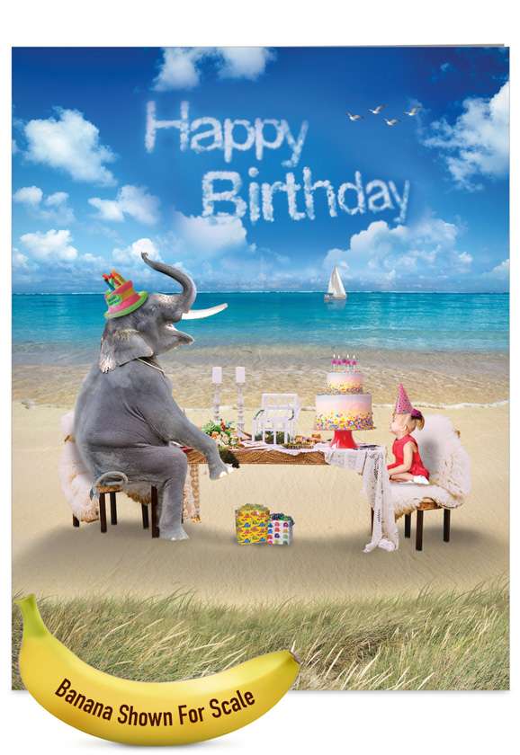 Stylish Birthday Jumbo Printed Greeting Card from NobleWorksCards.com - Elefantasy